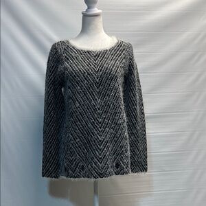 Cyrus Fuzzy Chevron Knit Sweater
Size Medium – Black & White